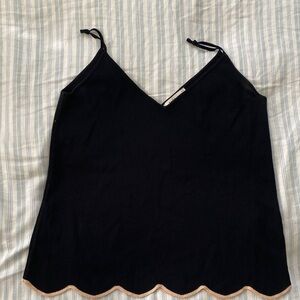 Zara Black Scalloped Hem V-Neck Camisole